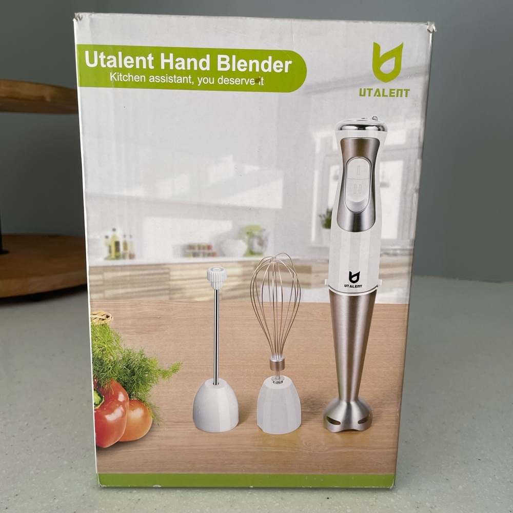 UTALENT White & Silver Hand Blender Set